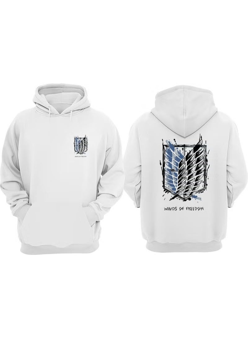 Unisex Attack On Titan Design Front Back Printed Regular Fit White Sweatshirt - Image 1